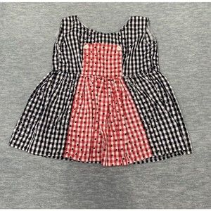 VINTAGE RED & BLACK GINGHAM BABY SLEEVELESS BUTTON UP DRESS